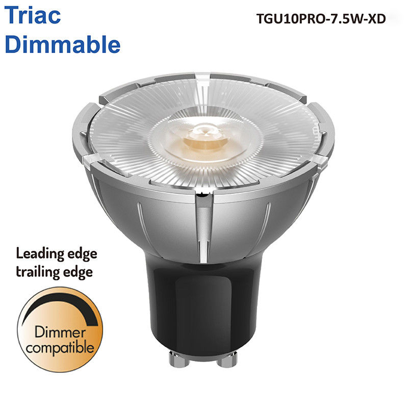 Teco Premium GU10 Pro Disminuible LED Spotlight 7.5W 3000K Caliente Blanco Ángulo de haz estrecho de 10 grados